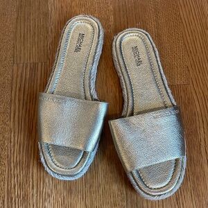 Michael Kors gold espadrille slides